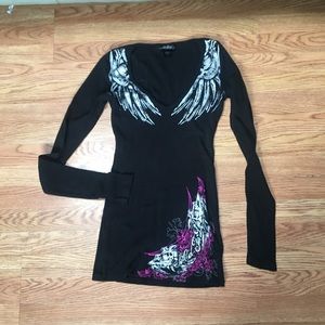 SoCal No Fear Long Sleeve V-Neck Top size Medium